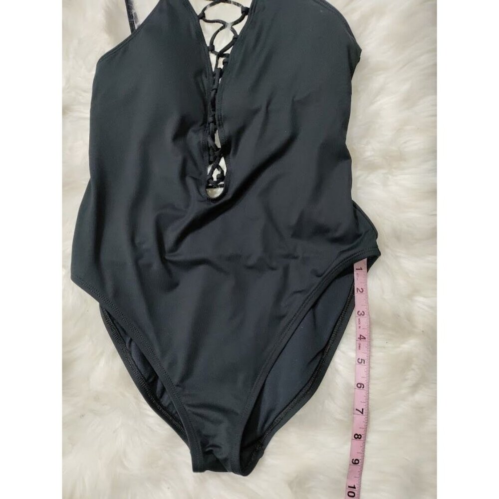 La Blanca One Piece Swimsuit Lace Up Criss Cross Swimwear Black Women's Size 12 - Picture 10 of 10